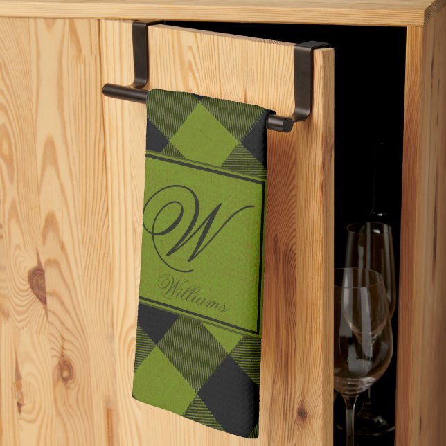 Green Buffalo Check Garden Tea Towel (Thirds Fold)