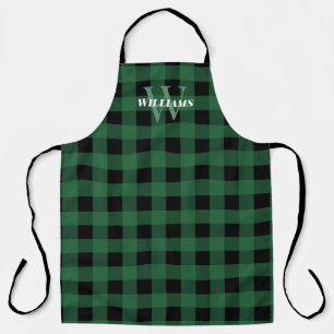 Green Buffalo Check Name & Initial Apron