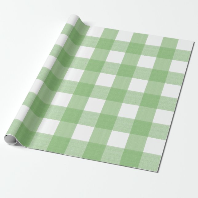 Green Buffalo Check Wrapping Paper (Unrolled)