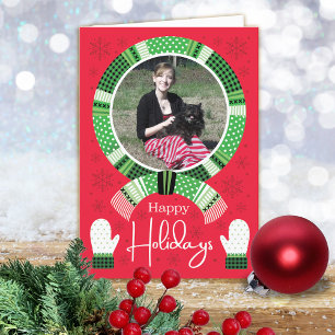 Green Buffalo Checks Photo Happy  Holiday Card