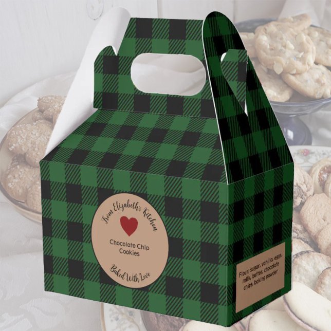 Green Buffalo Plaid Baked Gifts With Ingredients Favour Box (Creator Uploaded)
