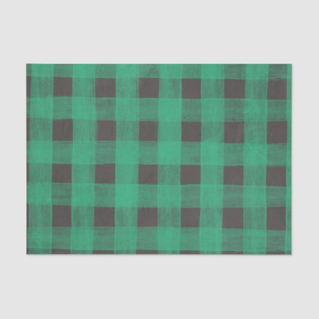 Green Buffalo plaid big checkers Tissue Paper (Front)