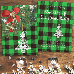 Green Buffalo Plaid Custom Christmas Tree Holiday Card
