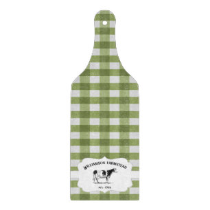 Green Buffalo Plaid Farm Cow Cutting Board