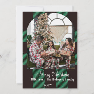Green buffalo plaid holiday card