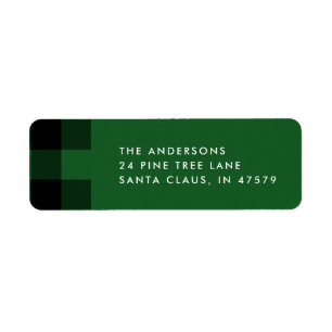 Green Buffalo Plaid Holiday Return Address Label