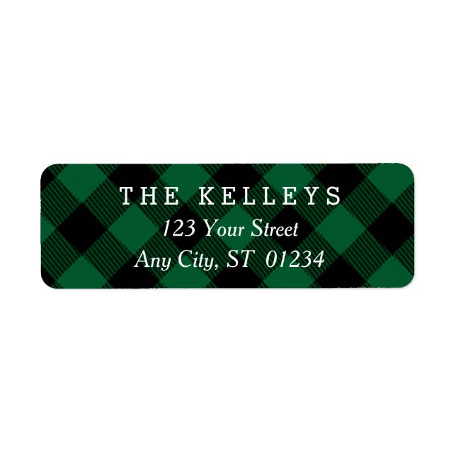 Green Buffalo Plaid II Return Address Label (Front)