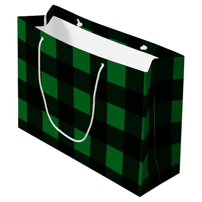 Green Buffalo Plaid Large Gift Bag