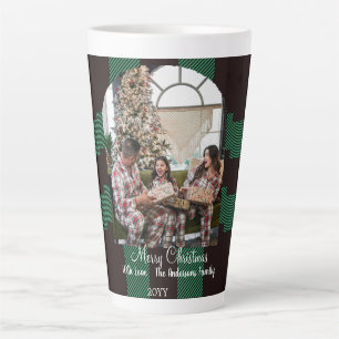 Green buffalo plaid latte mug