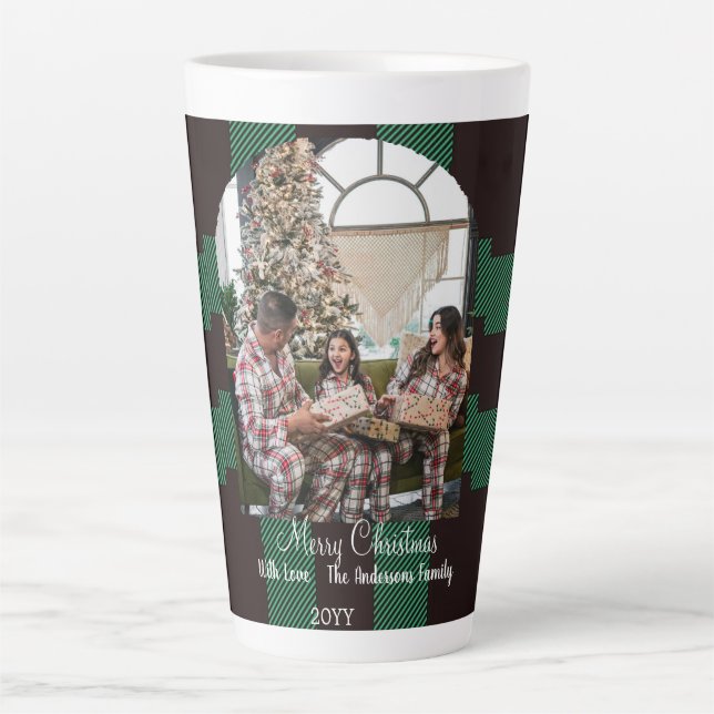 Green buffalo plaid latte mug (Front)