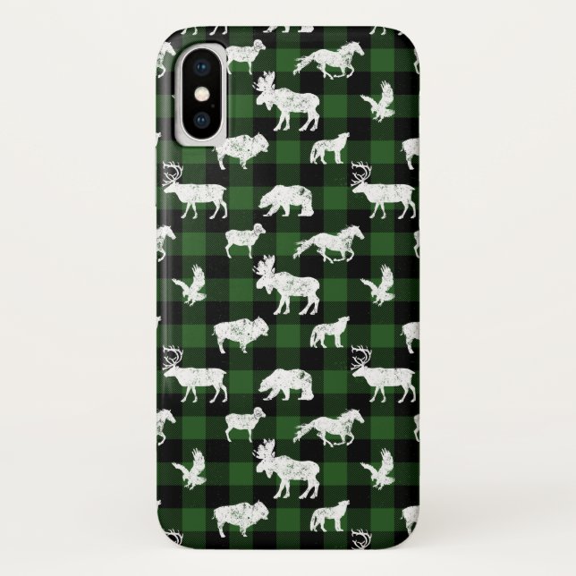 Green Buffalo Plaid Lumberjack Case-Mate iPhone Case (Back)