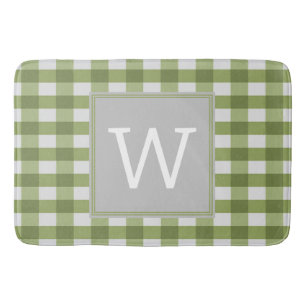 Green Buffalo Plaid Monogram Bath Mat