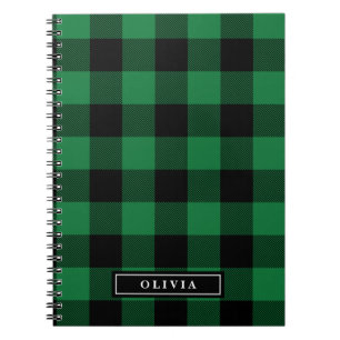 Green Buffalo Plaid Monogrammed Spiral Notebook