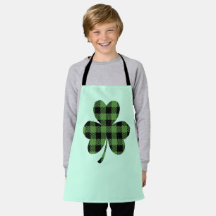 Green Buffalo Plaid Shamrock Clover Design-61104 Apron