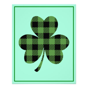 Green Buffalo Plaid Shamrock Clover Design-61104 Photo Print