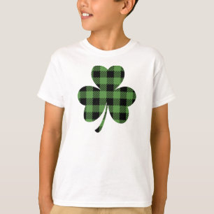 Green Buffalo Plaid Shamrock Clover Design-61104 T-Shirt