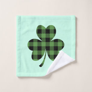 Green Buffalo Plaid Shamrock Clover Design-61104 Wash Cloth