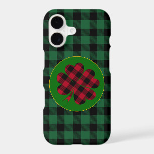 Green buffalo plaid Shamrock, Lucky Clover Charm