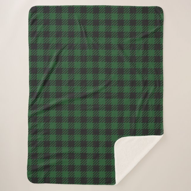 Green Buffalo Plaid Sherpa Blanket (Front)