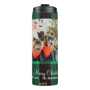 Green buffalo plaid thermal tumbler