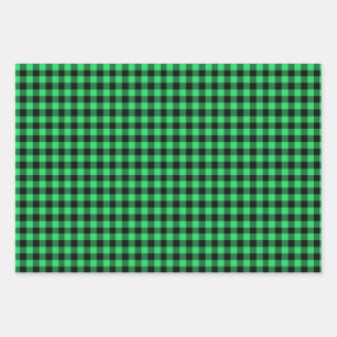 Green Buffalo Plaid Wrapping Paper Sheet