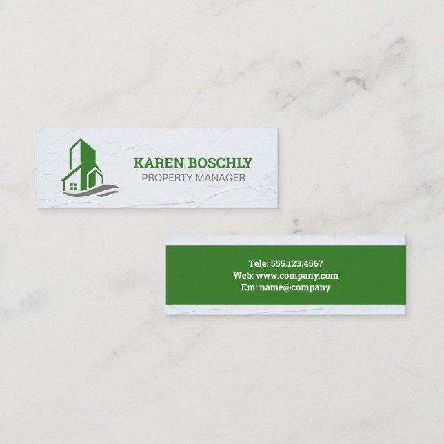 Green Building Icon Mini Business Card (Front/Back)