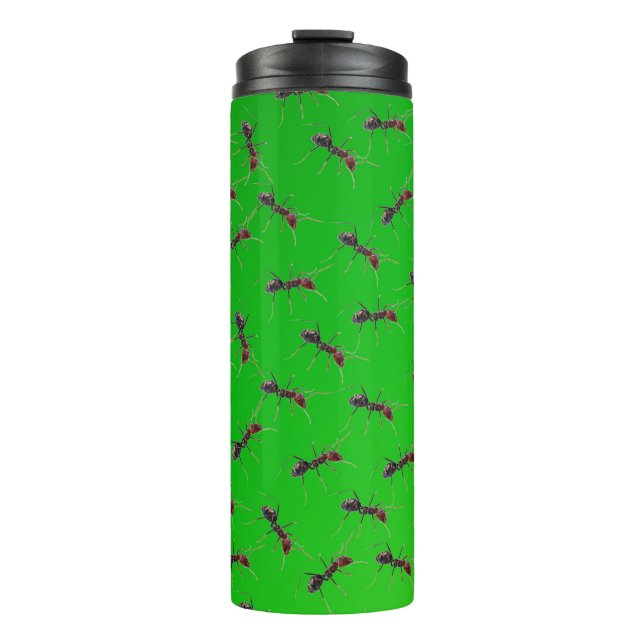 Green Bull Ants Pattern Thermal Tumbler (Front)