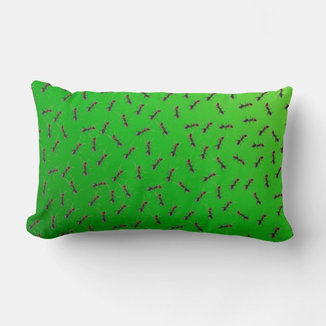 Green Bull Ants Swarming,    Lumbar Cushion (Front)