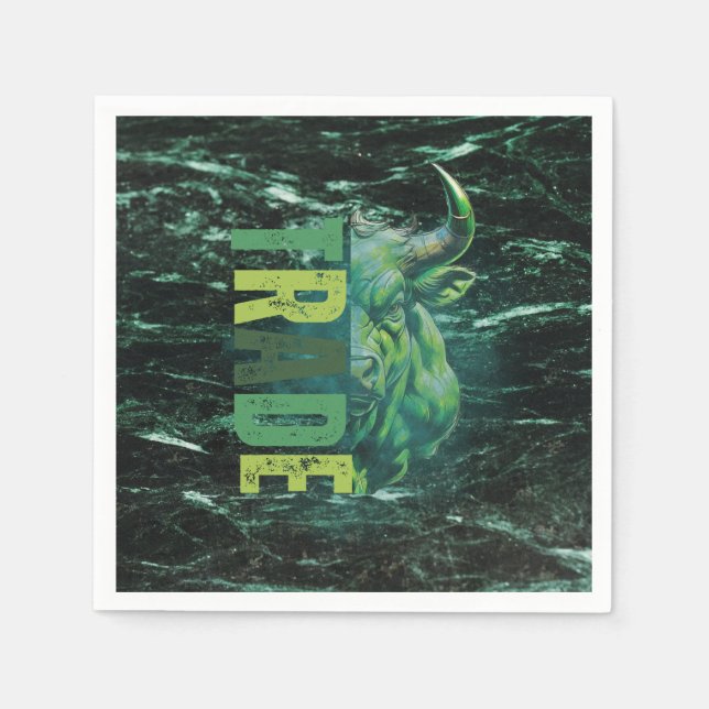 Green bull | Trade Design | Marble Napkin (Front)