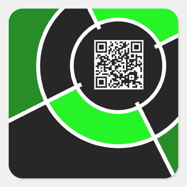 green bullseye QR code Square Sticker (Front)