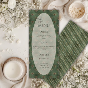 Green Bumble Bee Elegant Wedding Menu