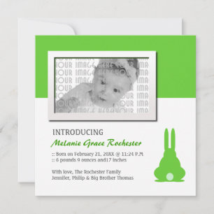 Green Bunny Birth Announcement