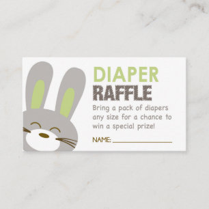 Green Bunny Diaper Raffle Ticket Enclosure Card