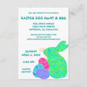 Green Bunny Easter Egg Hunt & BBQ Custom Invite