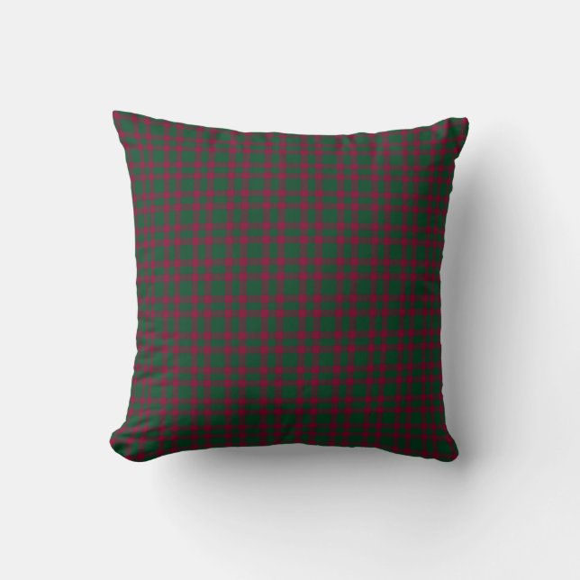 Green Burgundy Plaid Pattern Cushion (Front)