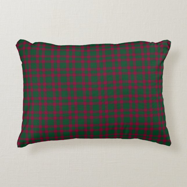 Green Burgundy Plaid Pattern Decorative Cushion (Front)