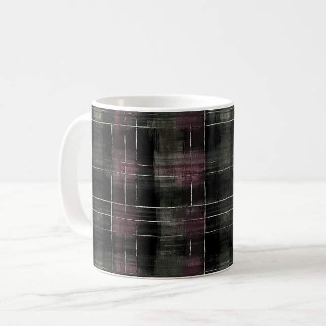 Green Burgundy Stripes Coffee Mug (Front Left)