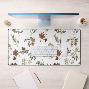 Green Burgundy Wildflower Desk Mat