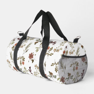 Green Burgundy Wildflower Duffle Bag