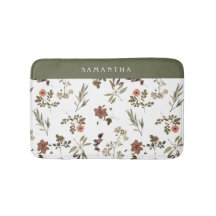 Green Burgundy Wildflower Monogram Name