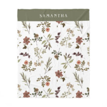 Green Burgundy Wildflower Monogram Name