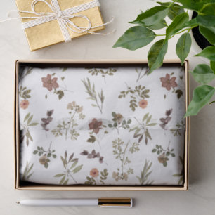 Green Burgundy Wildflower Tissue Paper