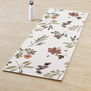 Green Burgundy Wildflower Yoga Mat