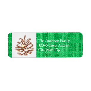 Green Burlap Pinecones Photo - Address Label Return Address Label