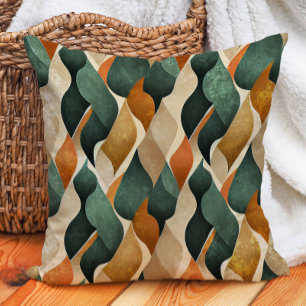 Green Burnt Orange Brown Abstract Earth Tones Cushion