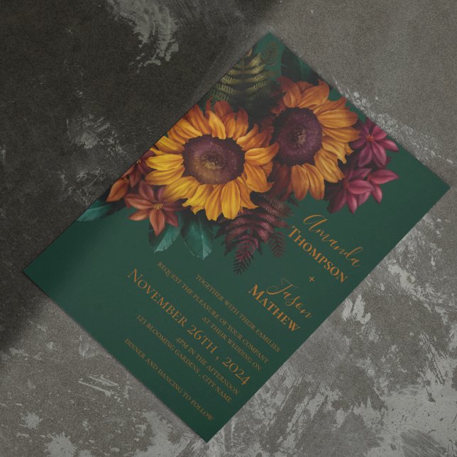 Green Burnt Orange Floral Wedding Invitation (Green Burnt Orange Floral Wedding Invitation)