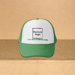 Green Business Brand on Trucker Hat<br><div class="desc">Green business brand on customizable trucker hat. Customize it by typing your business name and uploading your business logo. You can include it in your promotional products, giveaway items or gifts to your customers or clients, a marketing strategy to advertise your business or to promote your brand. Customizable trucker hat...</div>