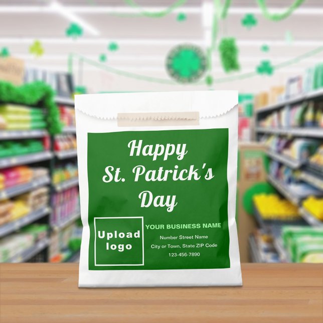 Green Business Brand, St. Patrick's Day, Paper Bag (Green business brand with St. Patrick's Day greeting on paper bag)
