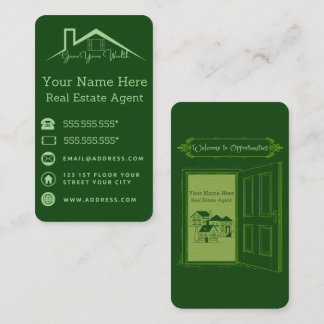 Green Business Card For Real Estate Agents