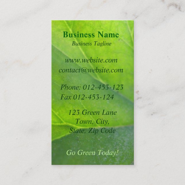 Green Business Cards (Front)
